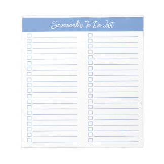 Script Modern Light Blue Two Column Checklist Notitieblok
