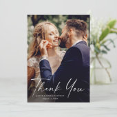 Script Modern Minimal Chic Foto Bruiloft Bedankkaart (Staand voorkant)