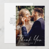 Script Modern Minimal Chic Foto Bruiloft Bedankkaart (Voorkant / Achterkant)