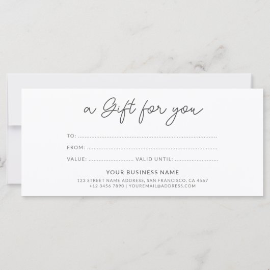 Script Modern minimalistisch cadeaucertificaat (Achterkant)