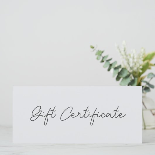 Script Modern minimalistisch cadeaucertificaat (Staand voorkant)