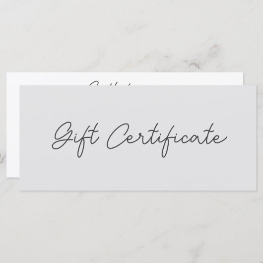 Script Modern minimalistisch cadeaucertificaat (Voorkant / Achterkant)