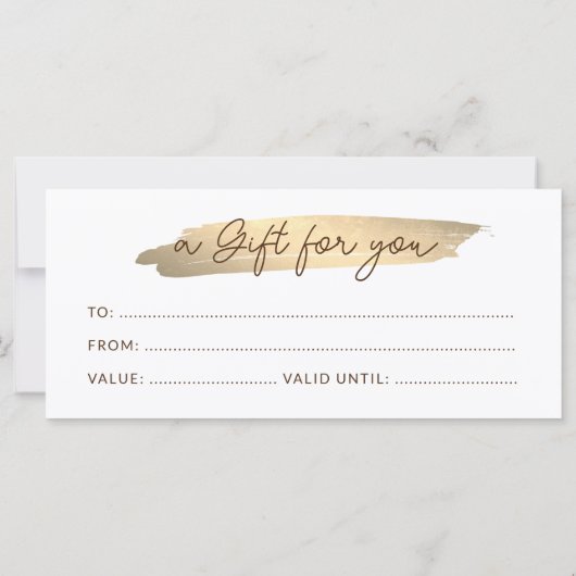 Script Modern Minimalistische Gouden Cadeaucertifi (Achterkant)