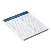 Script Modern Navy Blauwe Twee Kolommen Checklist Notitieblok (Schuin)