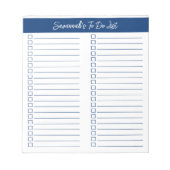 Script Modern Navy Blue Two Column Checklist Notitieblok (Voorkant)