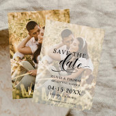 Script Modern paar foto overlay Boho bruiloft Save The Date