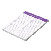 Script Modern Paars Checklist met Twee Kolommen Notitieblok (Linkerzijde)