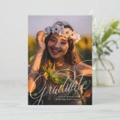 Script Modern Photo Graduation Party Kaart (Staand voorkant)
