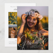 Script Modern Photo Graduation Party Kaart (Voorkant / Achterkant)