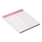 Script Modern Pink Two Column Checklist Notitieblok (Schuin)