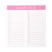 Script Modern Pink Two Column Checklist Notitieblok (Voorkant)