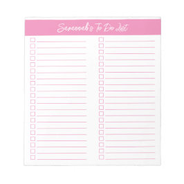 Script Modern Pink Two Column Checklist Notitieblok