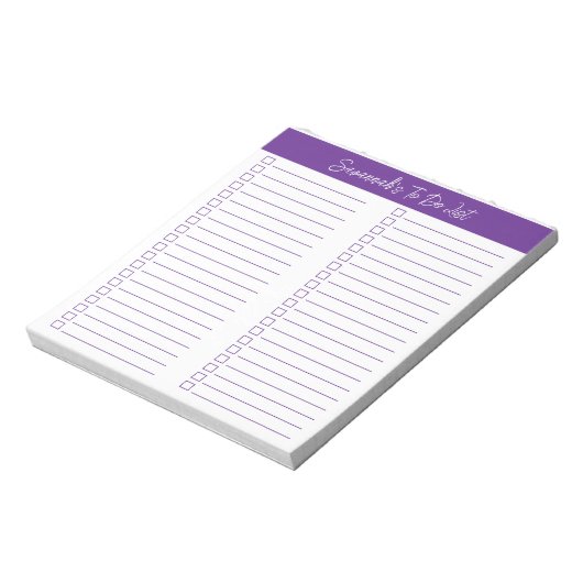 Script Modern Purple Two Column Checklist Notitieblok (Linkerzijde)