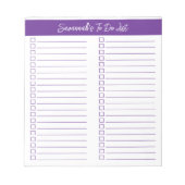 Script Modern Purple Two Column Checklist Notitieblok (Voorkant)
