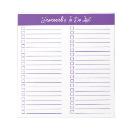 Script Modern Purple Two Column Checklist Notitieblok