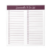 Script Modern Red Brown Two Column Checklist Notitieblok (Voorkant)