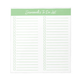 Script Modern Sage Green Two Column Checklist Notitieblok