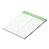 Script Modern Sagegroene Tweecoloms Checklist Notitieblok (Linkerzijde)