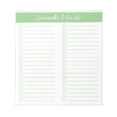 Script Modern Sagegroene Tweecoloms Checklist Notitieblok (Voorkant)