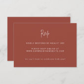 Script Modern Terracotta Color Wedding Website RSVP Kaartje (Voorkant / Achterkant)