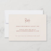 Script Modern Terracotta & Cream Wedding Website RSVP Kaartje (Voorkant)