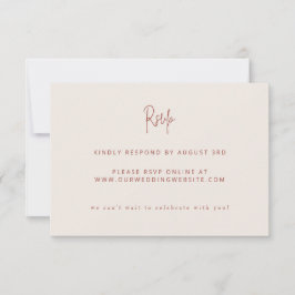 Script Modern Terracotta & Cream Wedding Website RSVP Kaartje