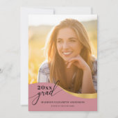 Script Modern vorm foto Roos Gold Afstuderen Kaart (Voorkant)