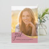 Script Modern vorm foto Roos Gold Afstuderen Kaart (Staand voorkant)