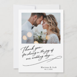 Script Modern Wedding 2 Photos Thank You Card Bedankkaart