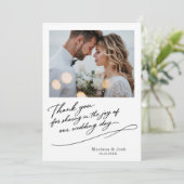 Script Modern Wedding 2 Photos Thank You Card Bedankkaart (Staand voorkant)