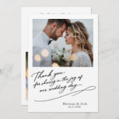 Script Modern Wedding 2 Photos Thank You Card Bedankkaart (Voorkant / Achterkant)
