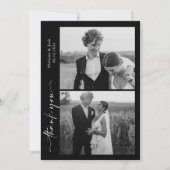 Script Modern Wedding 2 Photos Thank You Card Bedankkaart (Voorkant)