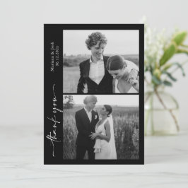 Script Modern Wedding 2 Photos Thank You Card Bedankkaart