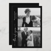 Script Modern Wedding 2 Photos Thank You Card Bedankkaart (Voorkant / Achterkant)