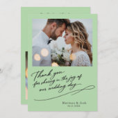 Script Modern Wedding 2 Photos Thank You Card Bedankkaart (Voorkant / Achterkant)