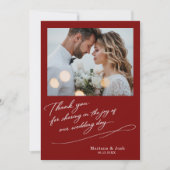 Script Modern Wedding 2 Photos Thank You Card Bedankkaart (Voorkant)