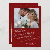 Script Modern Wedding 2 Photos Thank You Card Bedankkaart (Voorkant / Achterkant)