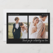 Script Modern Wedding 2 Photos Thank You Card Bedankkaart (Voorkant)