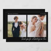 Script Modern Wedding 2 Photos Thank You Card Bedankkaart (Voorkant / Achterkant)