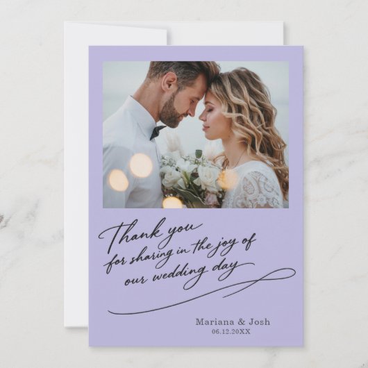 Script Modern Wedding 2 Photos Thank You Card Bedankkaart (Voorkant)