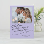 Script Modern Wedding 2 Photos Thank You Card Bedankkaart (Staand voorkant)
