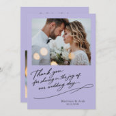 Script Modern Wedding 2 Photos Thank You Card Bedankkaart (Voorkant / Achterkant)