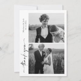 Script Modern Wedding 2 Photos Thank You Card Bedankkaart