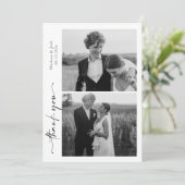 Script Modern Wedding 2 Photos Thank You Card Bedankkaart (Staand voorkant)