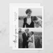 Script Modern Wedding 2 Photos Thank You Card Bedankkaart (Voorkant / Achterkant)