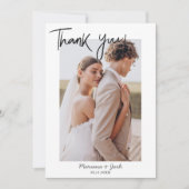 Script Modern Wedding 2 Photos Thank You Card Bedankkaart (Voorkant)