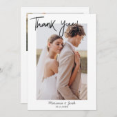 Script Modern Wedding 2 Photos Thank You Card Bedankkaart (Voorkant / Achterkant)