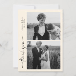 Script Modern Wedding 2 Photos Thank You Card Bedankkaart