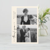 Script Modern Wedding 2 Photos Thank You Card Bedankkaart (Staand voorkant)