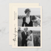 Script Modern Wedding 2 Photos Thank You Card Bedankkaart (Voorkant / Achterkant)
